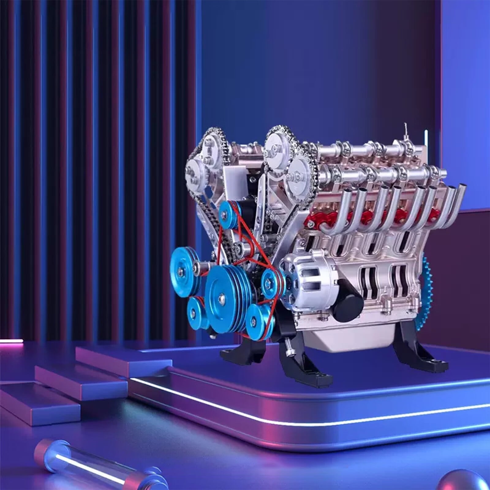 Ounabing Engine Model Desktop Engine 8 Cylinder Car Engine Model