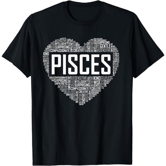 Pisces Zodiac Traits Horoscope Astrology Sign Gift Heart T-Shirt