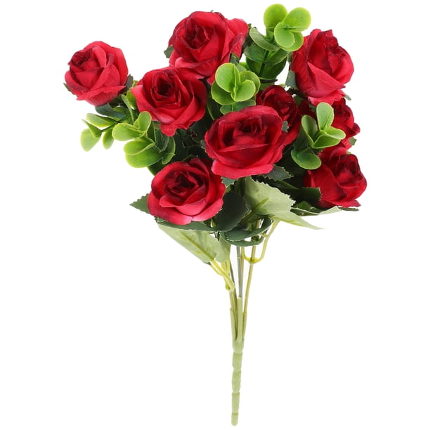 Ramo de flores falsas, ramo de rosas, ramo de rosas simuladas, adorno de rosa artificial