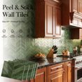 thumbnail image 2 of DEWOO 10 Sheets Herringbone Peel and Stick Backsplash, Thicker Rectangular Vinyl Stick-On Wall Tiles, 3D Adhesive Waterproof Wall Tiles for Kitchen, Bathroom, Living Room(Dark Green,12.6”x10”), 2 of 12