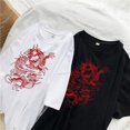 thumbnail image 2 of Camiseta Harajuku Y2K para mujer, Tops de calle Harajuku, dragón gótico, ropa de manga corta con estampado de mito, Camiseta holgada de talla grande, 2 of 5