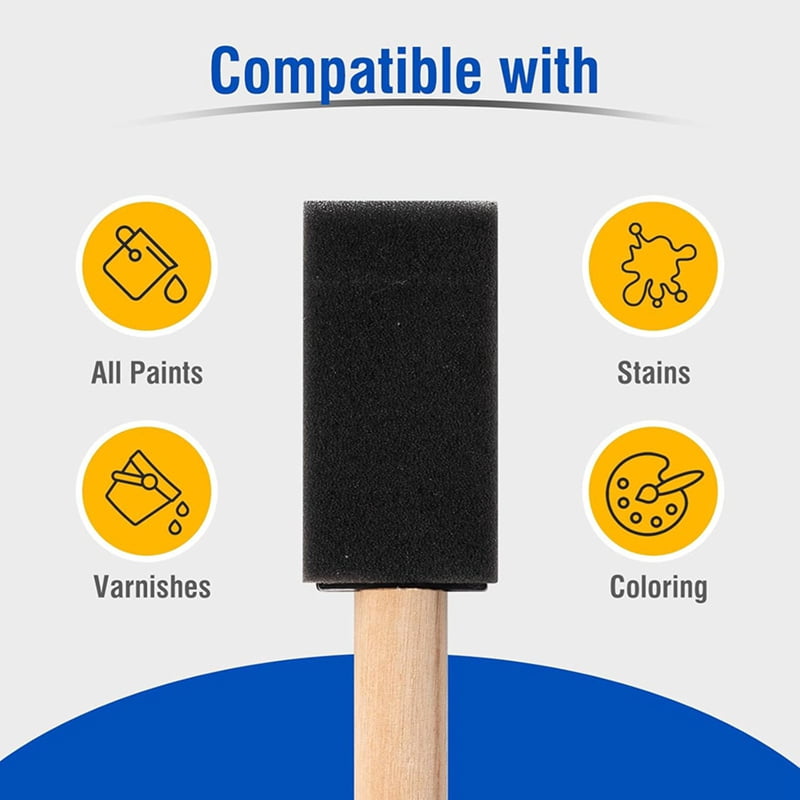 240 Pcs Foam Paint Brushes, 1 Inch Foam Brush with Wood Handle, Bulk Sponge Brushes for Painting, Foam Art Paintbrushes