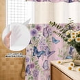 thumbnail image 3 of No Hook Shower Curtain, Pink Flowers Shower Curtains for Bathroom with See Through Top Window, Spring Floral Purple Butterflies Farmhouse Waterproof & Washable Bath Curtain Stand Up Stall 36"x72", 3 of 9