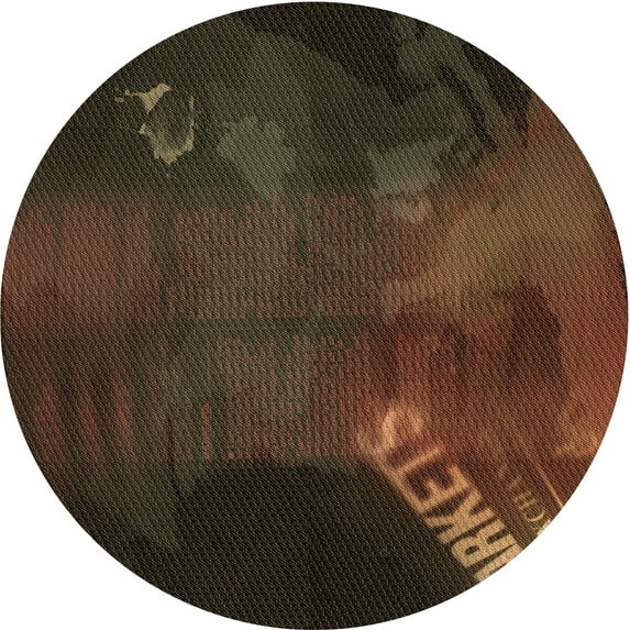 Ahgly Company Machine Washable Indoor Round Transitional Red Brown Area Rugs, 8' Round