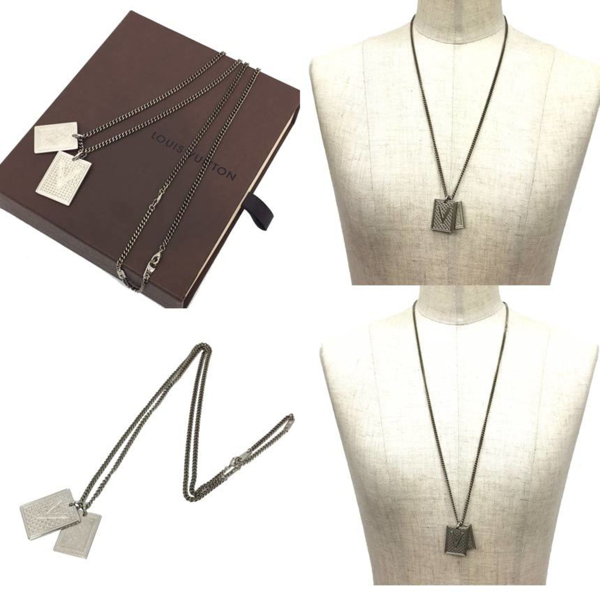 Japan Used Necklace]Louis Vuitton Collier Gambling Blk/Black/Silver/Men'S/M66