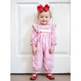 thumbnail image 4 of BemeyourBBs Girl Plaid Romper Long Sleeve Doll Collar Letter Embroidery Jumpsuit, 4 of 9