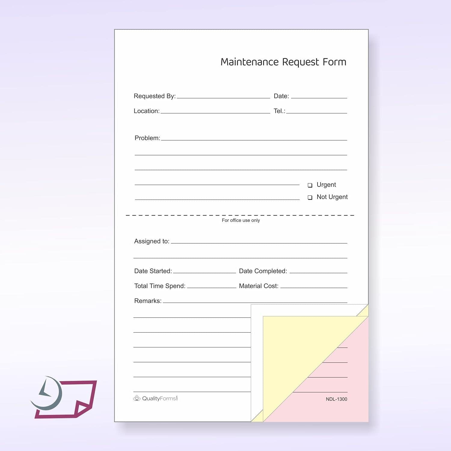 Container Maintenance Form 2 Part Carbonless Paper Maintenance Request Forms - 500 Pack Carbonless ...