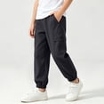 thumbnail image 4 of BLVB Boys Fleece Lined Warm Joggers Pants Elastic Waisted Thermal Winter Water Resistant Hiking Cargo Pants(Black,12-13 Years), 4 of 9