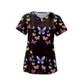 thumbnail image 2 of Camisa con cuello en V para mujer, top exfoliante de uniforme de enfermera, uniforme de trabajo de enfermera de manga corta, top exfoliante SG, 2 of 8