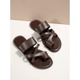 thumbnail image 4 of Women Criss Cross Thong Sandals  Fashion Brown Flat Sandals, 4 of 6