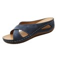 thumbnail image 2 of Willtoo Sandals for Women Comfort Flat Shoes Orthopedic Slides Flip Flops Leather Sandals Flat Casual Slippers, 2 of 6