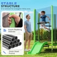 thumbnail image 4 of Qaba 85" Trampoline for Kids with Slide, Ladder and Safety Enclosure, Green, 4 of 10