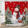 thumbnail image 3 of Duangreer Red Christmas Shower Curtain with Hooks, Cute Snowman with Plaid Scarf Winter Holiday Bathroom Curtain, Waterproof, 60"x72", 3 of 5