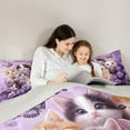 thumbnail image 4 of Manfei Lovely Kitten Bedding Comforter Set 7 Pieces,Flower Floral Full Bedding Set,Purple Beige Fitted Sheet Flat Sheet,Lightweight Room Decor Reversible, 4 of 7
