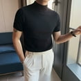 thumbnail image 5 of Lisingtool Mens T Shirt Men Half Turtleneck Casual Fashion Knitted Bottoming Shirt Tops Knitted Short Sleeve T Shirt Casual Comfortable Tee Tops Black, 5 of 9