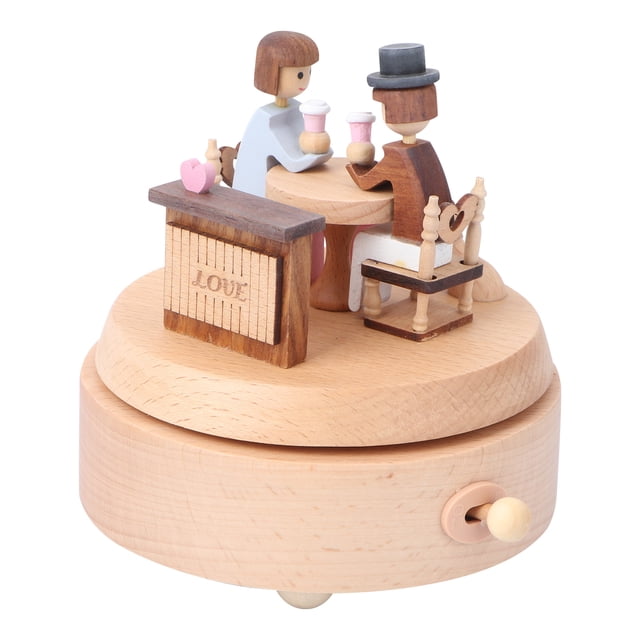 Mobutofu Anniversary Music Box Light Yellow Sustainable Wood Windup Movement Mechanical Music Box 1Set