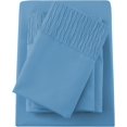 thumbnail image 1 of shiyou-Queen Sheets, Soft Microfiber Cooling Sheets Drap Lit with Corner Straps, Denim Blue Deep Pocket Luxury Hotel Cozy Bedding Set, 1 of 4