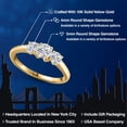 thumbnail image 2 of Gem Stone King 10K Yellow Gold Lab Grown Diamond 3-Stone Engagement Ring for Women | 1.04 Cttw | Round 5MM | Gemstone April Birthstone | DEF Color | VVS-VS Clarity | Size 5, 6, 7, 8, 9 | Size 6, 2 of 6