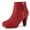 Red, variant on DARING DIVA Side Zip Low Platform Chunky Heel Ankle Booties Dark Brown 9
