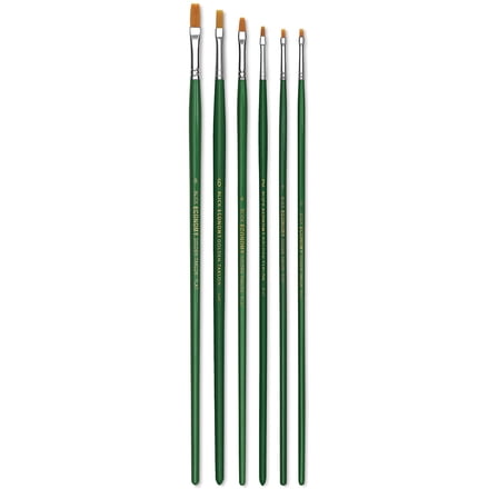 Blick Economy Golden Taklon Brush Set - Flat, Long Handle, Set of 6