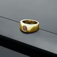 thumbnail image 3 of Gem Stone King Men's 18K Yellow Gold Plated Silver Red Tiger Eye Ring | 1.25 Cttw | Oval 8X6MM | Gemstone | Size 13, 3 of 4