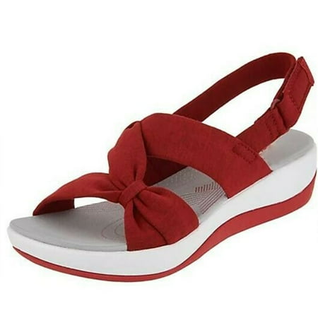 

Women s Buckle Design Beach Shoes Lightweight Cushioned Sole For Women And Girl 36 Red