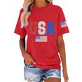 thumbnail image 1 of T-Shirt Femme Drapeau 4 Juillet T-Shirt Usa Imprimé Patriotique Rayures Graphique Rouge TG, 1 of 4