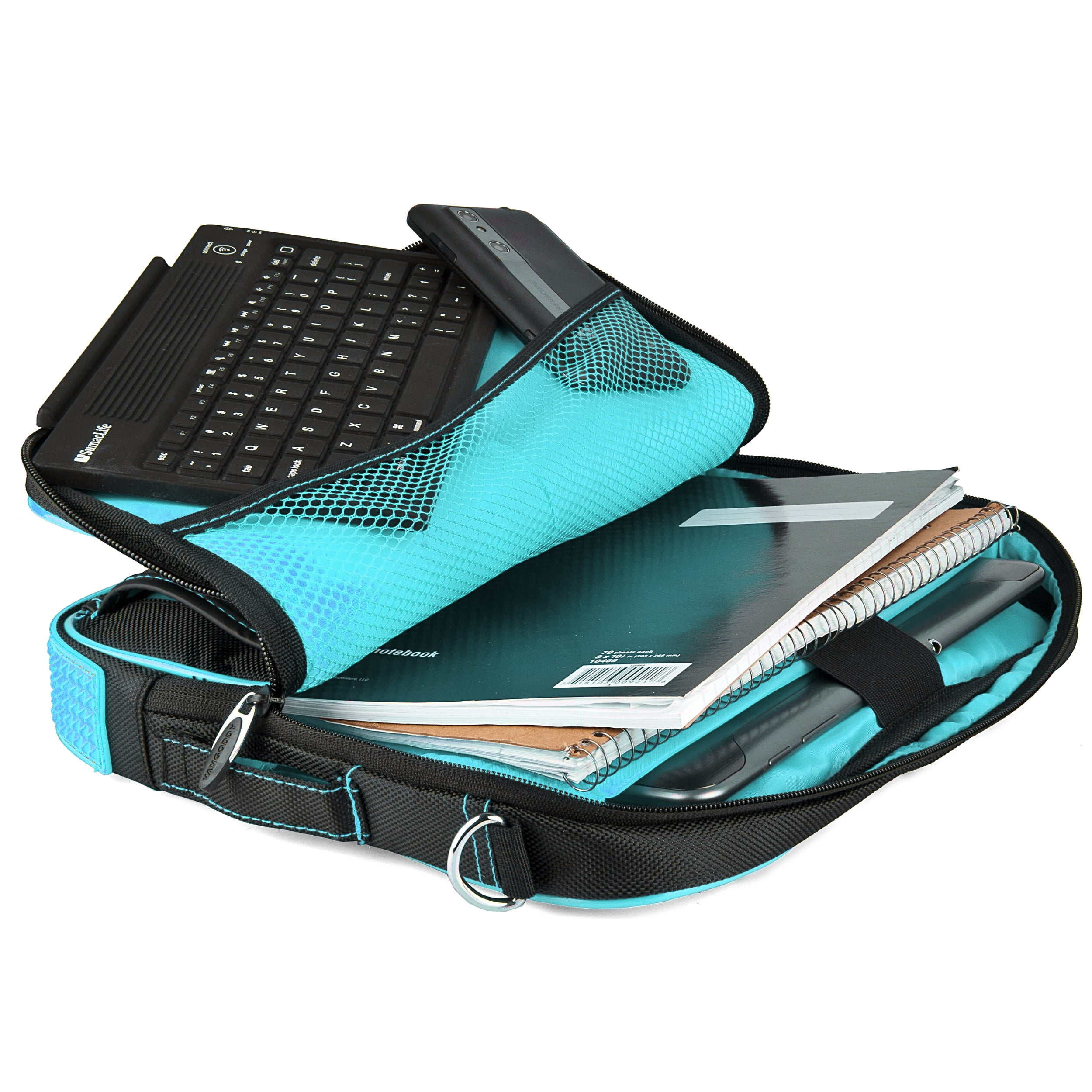 VANGODDY Pindar Universal Laptop Messenger Bag for 12, 13, 13.3 inch Laptops with Neoprene sleeve and Headphone Splitter Bundle Package