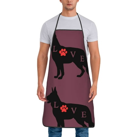 

Kitchen Aprons German Shepherd Love Dog Paw Apron For Cooking Painting Bbq Grilling Baking