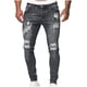 thumbnail image 1 of Pantalones vaqueros rectos y rotos para hombre, informales, largos, largos, para hombre, 1 of 5