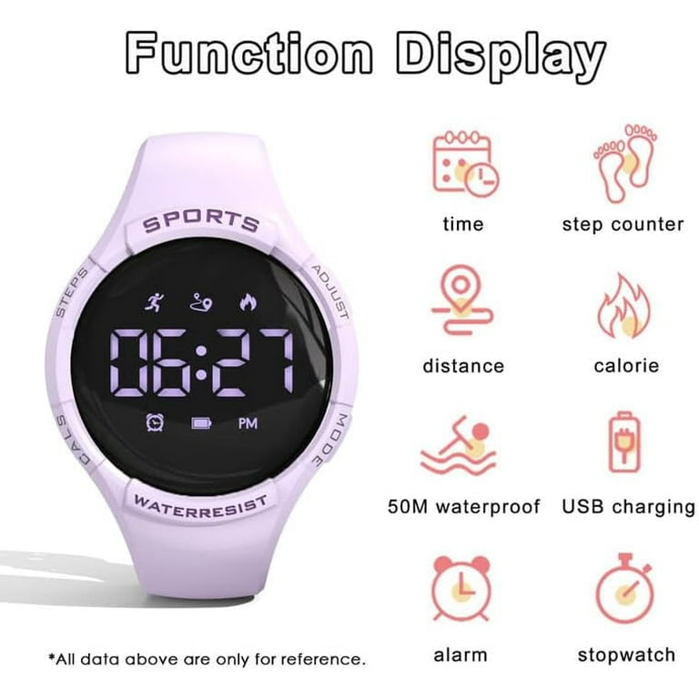 SUGARMOM Fitness Watch (No Need App) Pedometer Watch for Calories