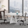 thumbnail image 3 of Tribesigns 47-Inch Round Conference Table for 4-6, Wooden Meeting Table with Thick Top & Wood Base, Modern Training Desk for Conference Room (White), 3 of 4