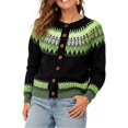thumbnail image 4 of JUUNthy Cardigan Sweater for Womens, Long Sleeve Button Front Round Neck Vintage Warm Fashion Knit Outerwear Red XL, 4 of 14