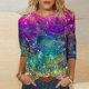 thumbnail image 1 of ICHUANYI Clearance Women's Fashion Printed T-shirt Mid-length 3/4 Sleeves Blouse Round Neck Casual Tops(Multicolor, L) ICHUANYI WER2023081206021, 1 of 5