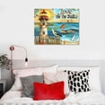 thumbnail image 5 of ONETECH Nautical Lighthouse Wall Art Seascape Beach Seagull Boat Starfish Pictures Wall Decor Canvas Sunset  Framed Modern Artwork for Bathroom Bedroom Dining Room Office, 5 of 6