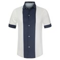 thumbnail image 1 of Lars Amadeus Camisa de manga corta con botones y estampado de bloques de colores irregulares para azul L, 1 of 6