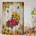 thumbnail image 6 of Shower Curtain Yellow Sunflower Truck Shower Curtains for Bathroom Decor, Waterproof Polyester Shower Curtain Set with Hooks, Standard Size 72" x 72" Farmhouse Retro, 6 of 9