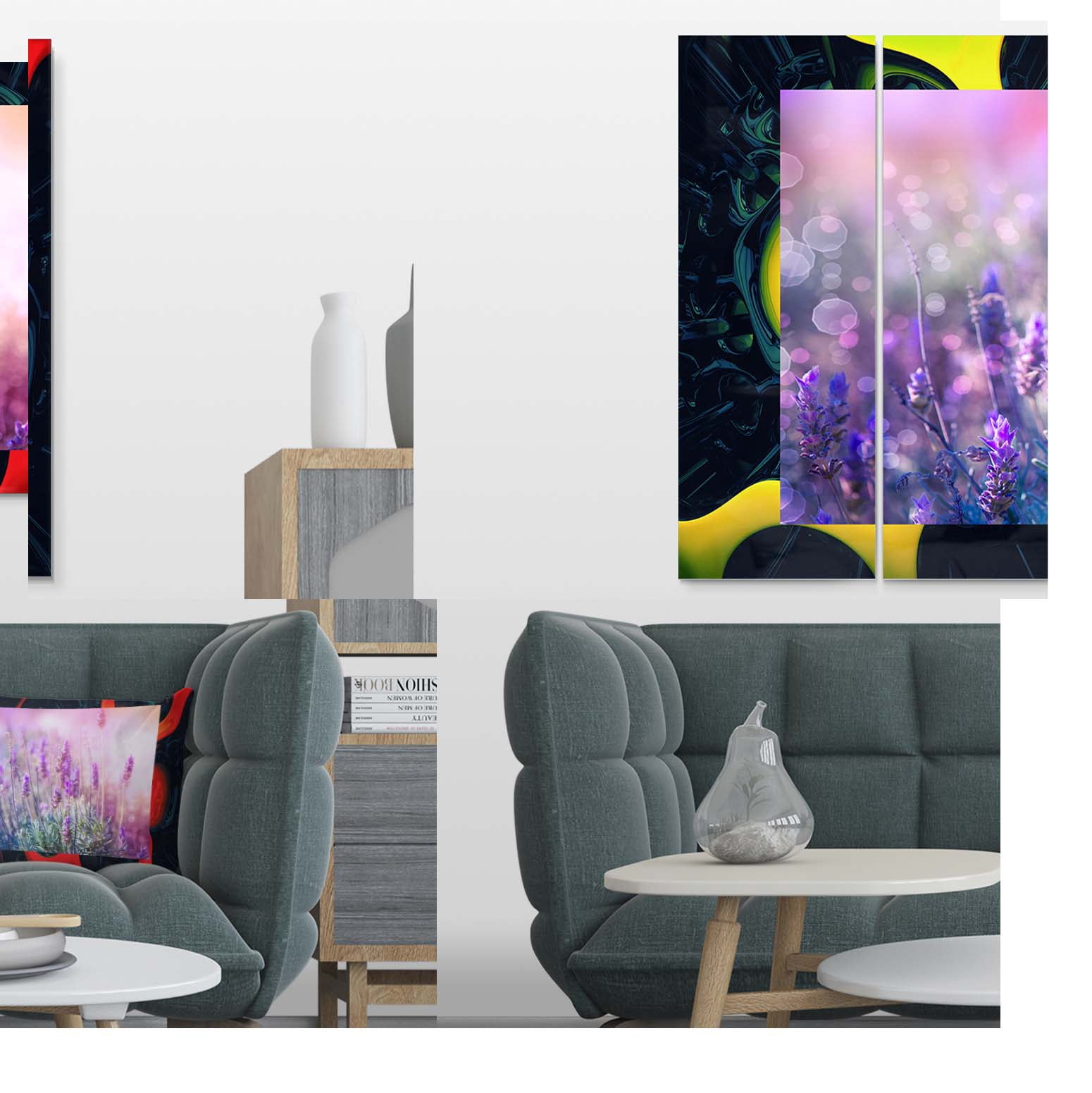 Designart 'Growing and Blooming Lavender ' Multipanel Floral Metal Wall Art