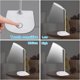 thumbnail image 3 of Lámpara de escritorio LED con cuello de cisne flexible de 3 niveles de brillo, lámpara de mesa con pilas de 5 W, control táctil, lámpara portátil compacta para dormitorio, estudio, oficina,, 3 of 5