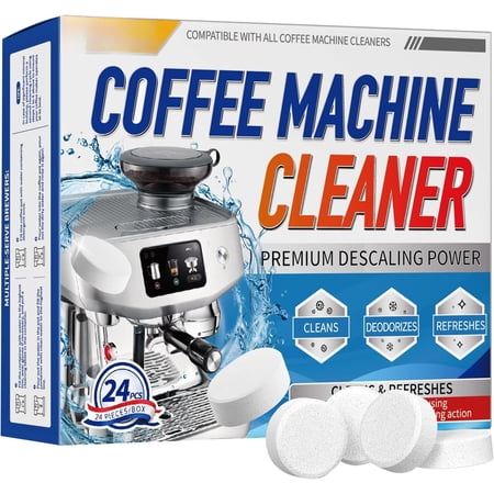 Coffee Machine Cleaner Descaler Tablets - 24 Count Coffee Maker Cleaner Tablets Deep Cleaning and Descaling Compatible With , , , Delonghi, Miele,