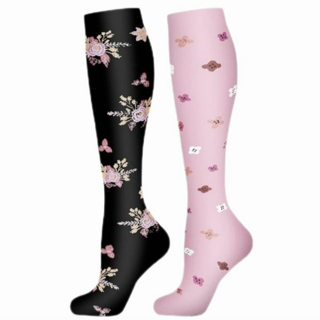 2 Paires Nouvelles Chaussettes de Compression Hauteur Genou 20-30 Mmhg Adaptées Médical Dème Diabète Varices Course Marathon Compression Sox