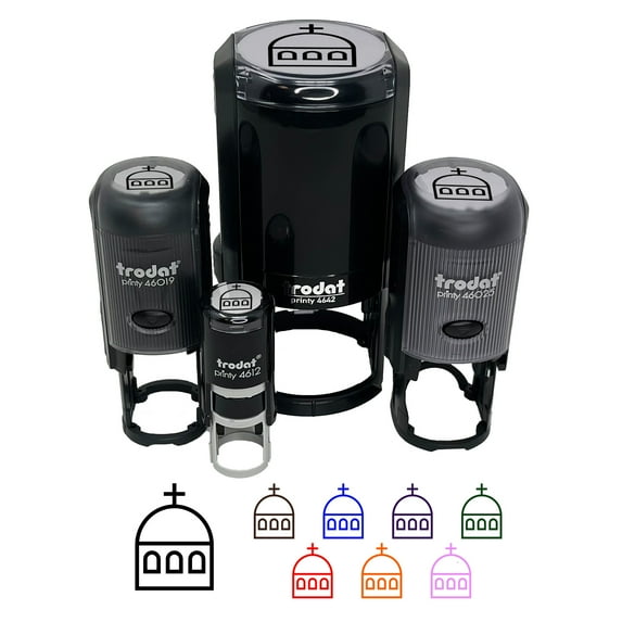 Greece Greek Symbol Church Dome Self-Inking Rubber Stamp Ink Stamper - Fuchsia Ink - Medium 1 Inch