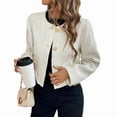 thumbnail image 2 of Women Open Front Button Down Long Sleeve Texture Knit Cardigan Sweaters with Pockets White M, 2 of 9