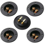 Arroyner 5 Pcs 2-Way Round Speaker Box Terminal Binding Post Round Spring Cup Connector Black