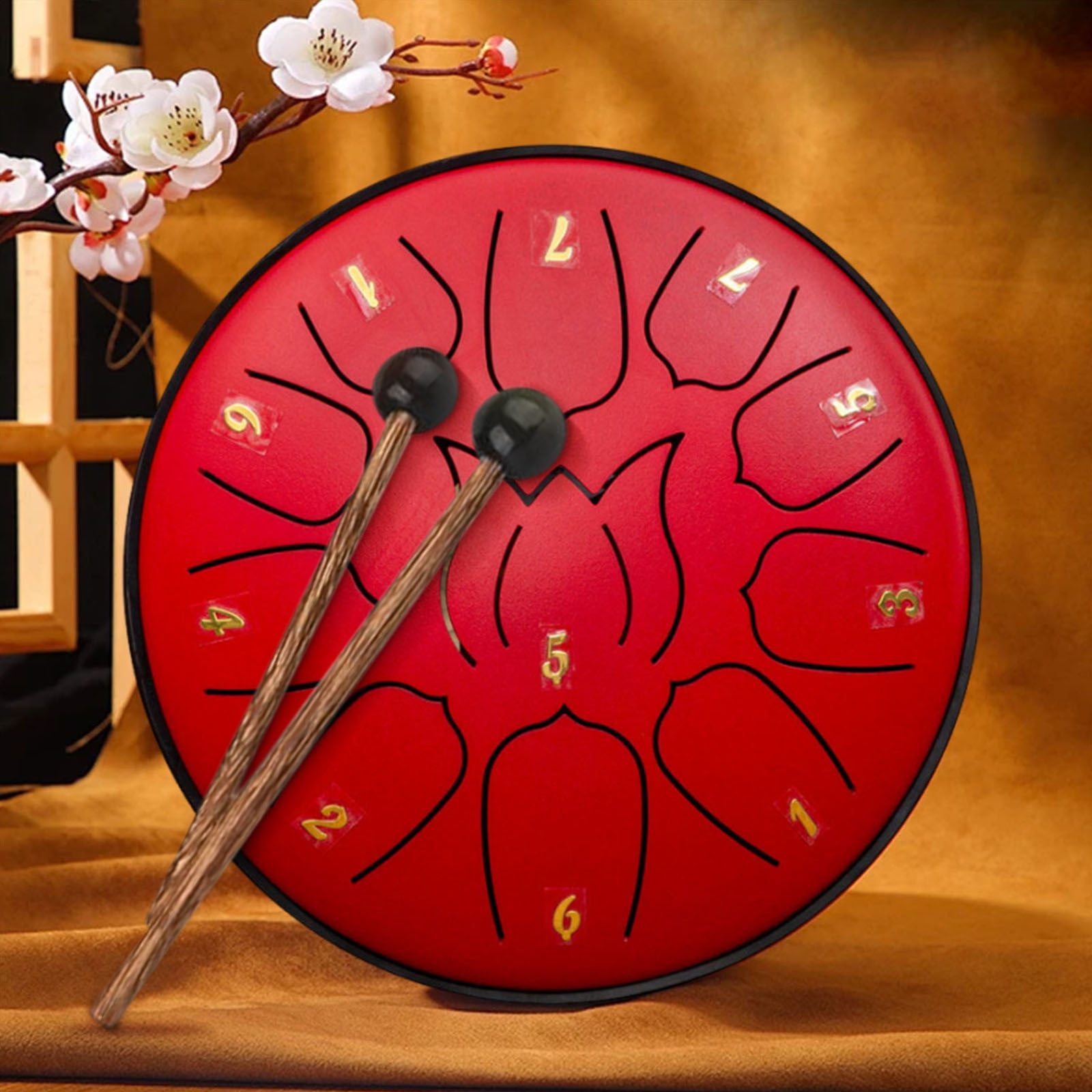 YOHAVEN 6-Inch 11 Tone Hand Drum Musical Instrument, Portable Percussion Drum with Unique Rhythms for Home Music Performance Band Practice Party Entertainment Fun