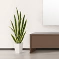 thumbnail image 6 of Yellow 43'' Tall Large Artificial Snake Plant with 9'' White Taper Planter,Plastic Floor Plants Tall Faux Sansevieria Plant with 20 Leaves for Home Bedroom Living Room Bathroom Indoor Outdoor Decor, 6 of 7