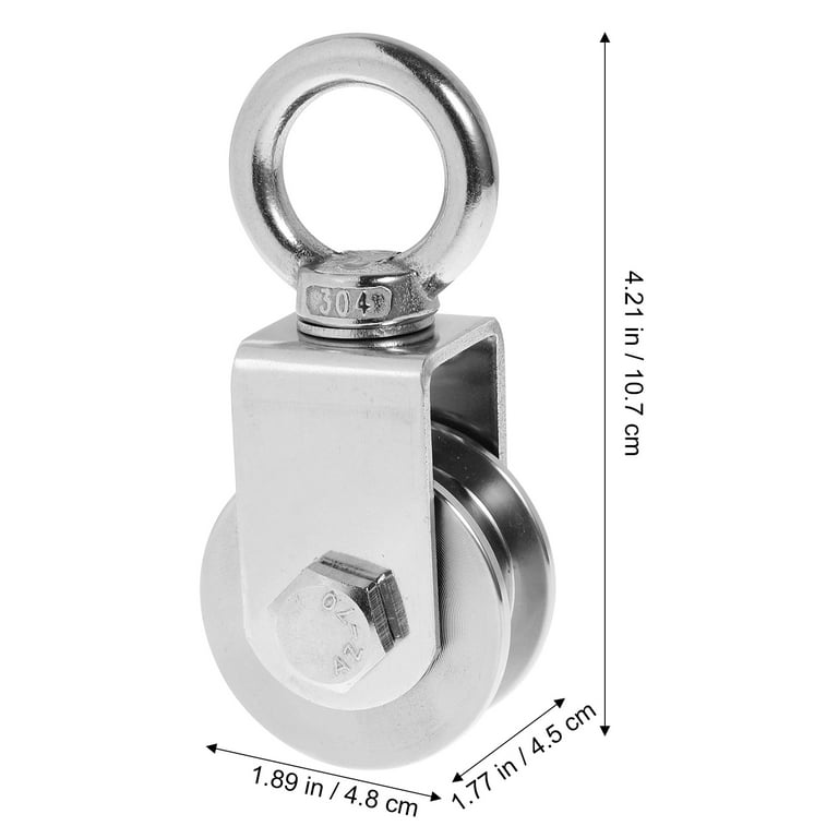 Accessories Stainless Steel Wire Rope Single Pulley Block Rope Pulley System Cable Swivel Pulley Pulley Block Traction Wheel 201 Stainless Steel, Size