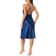thumbnail image 3 of Noche de satén para mujer Inspire Chic, sin mangas, sin espalda, con abertura, vestido midi de seda, talla XL, azul, 3 of 6