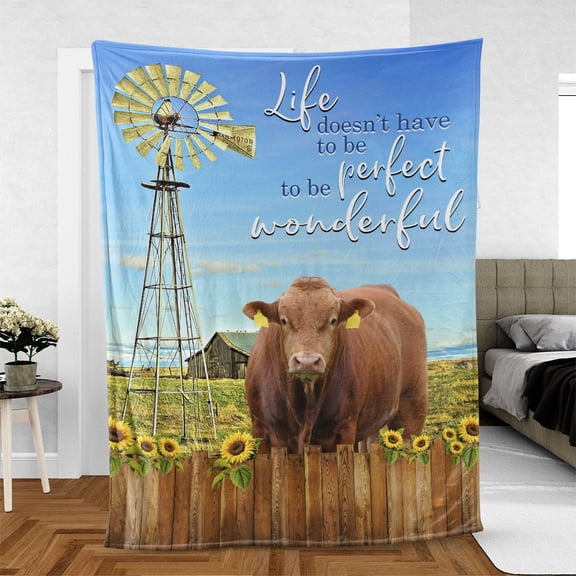 Red Angus - Life Doesn't Have To Be Perfect To Be Wonderful Blanket, Farmer, 30x40in Fleece Blanket