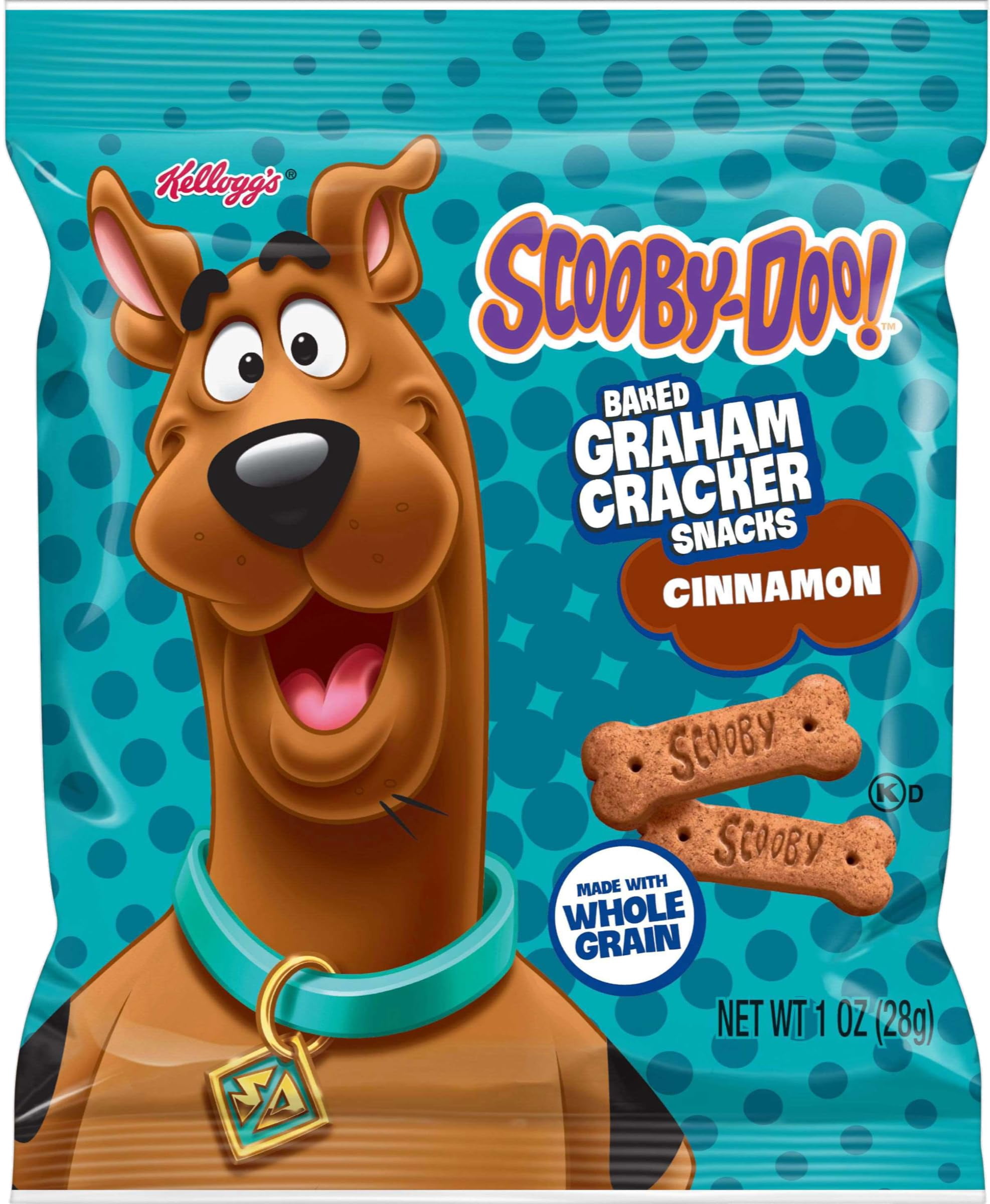 Kellogg's Scooby Doo Cinnamon Graham Cracker Sticks, 1 oz Bags (Pack of 30) with By The Cup Bag Clip
